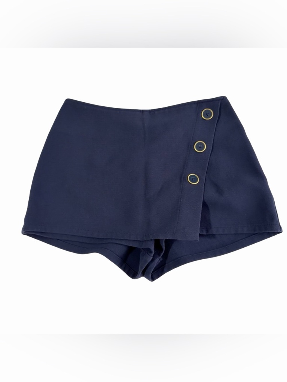 Navy Button-Accent Women’s Shorts
